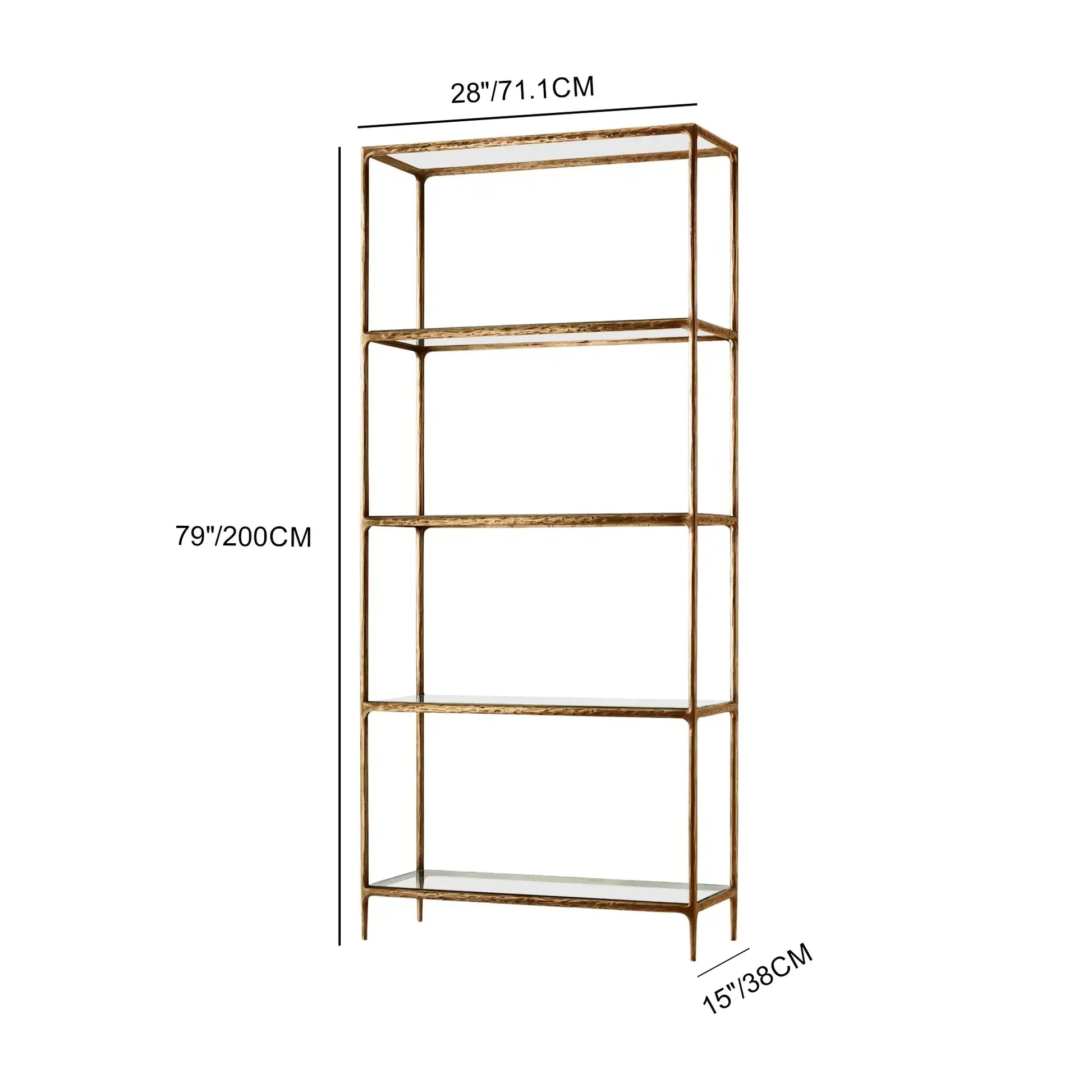 Thaddeus Metal Glass Shelving Hand-Forged Units Storage Shelves
