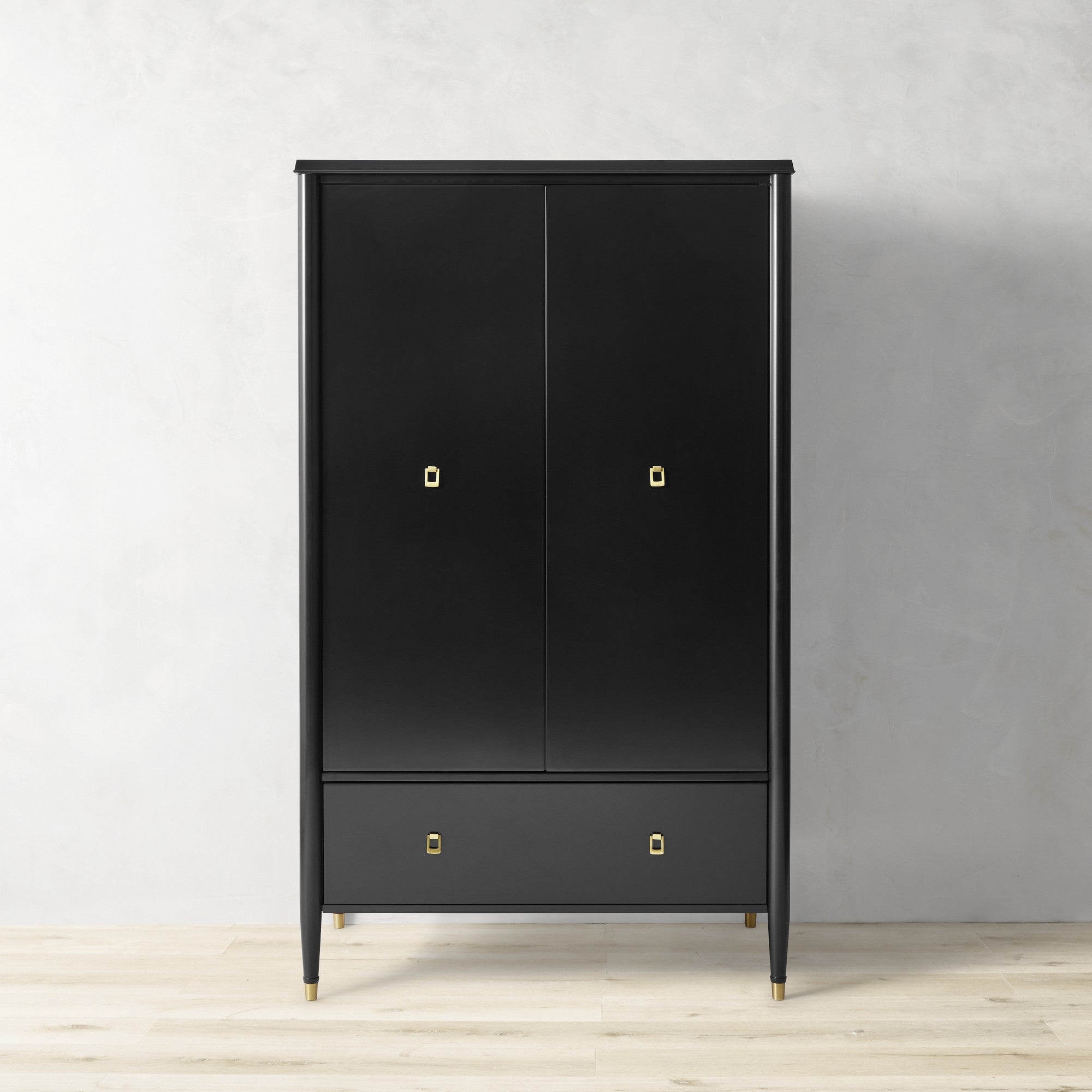 Lavenir French Bedroom Wardrobe Gloss Black Armoire Entrance Cabinet with Drawer