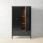 Lavenir French Bedroom Wardrobe Gloss Black Armoire Entrance Cabinet with Drawer