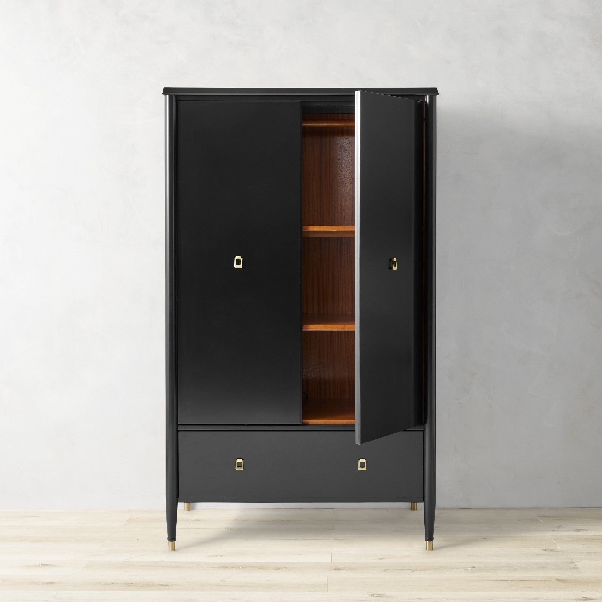 Lavenir French Bedroom Wardrobe Gloss Black Armoire Entrance Cabinet with Drawer
