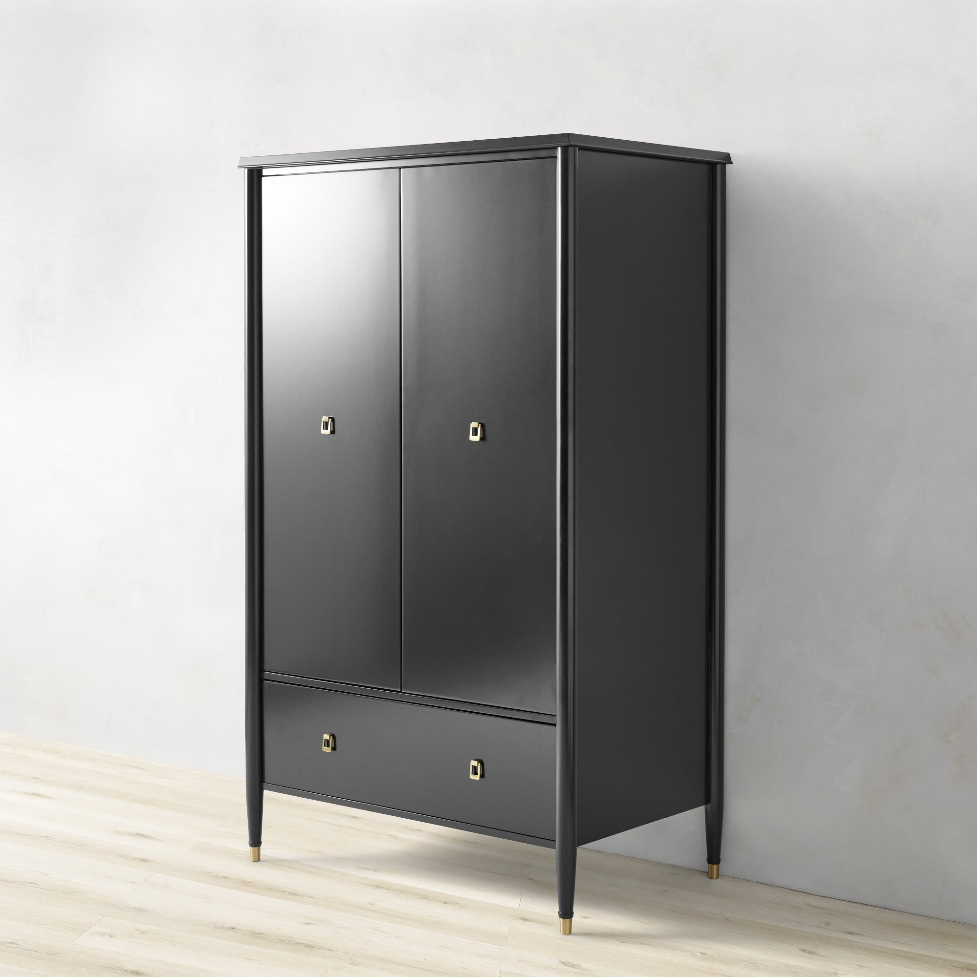 Lavenir French Bedroom Wardrobe Gloss Black Armoire Entrance Cabinet with Drawer