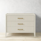 Louis 3-Drawer Cabinet Fluted Nightstand Solid Wood Bedside Nightside Table