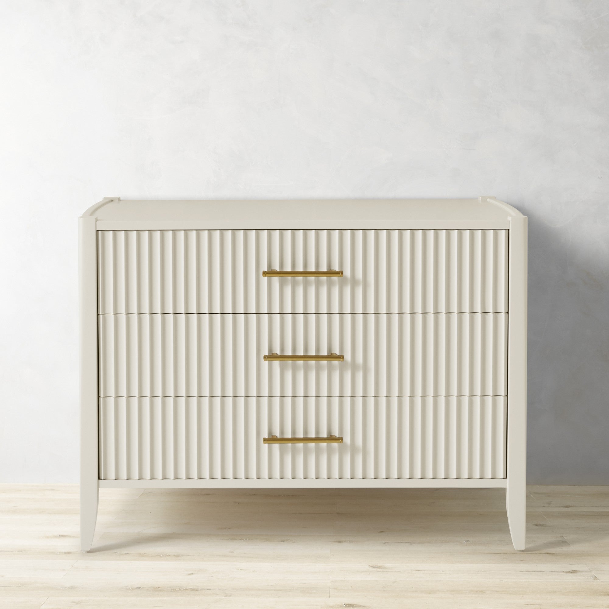 Louis 3-Drawer Cabinet Fluted Nightstand Solid Wood Bedside Nightside Table