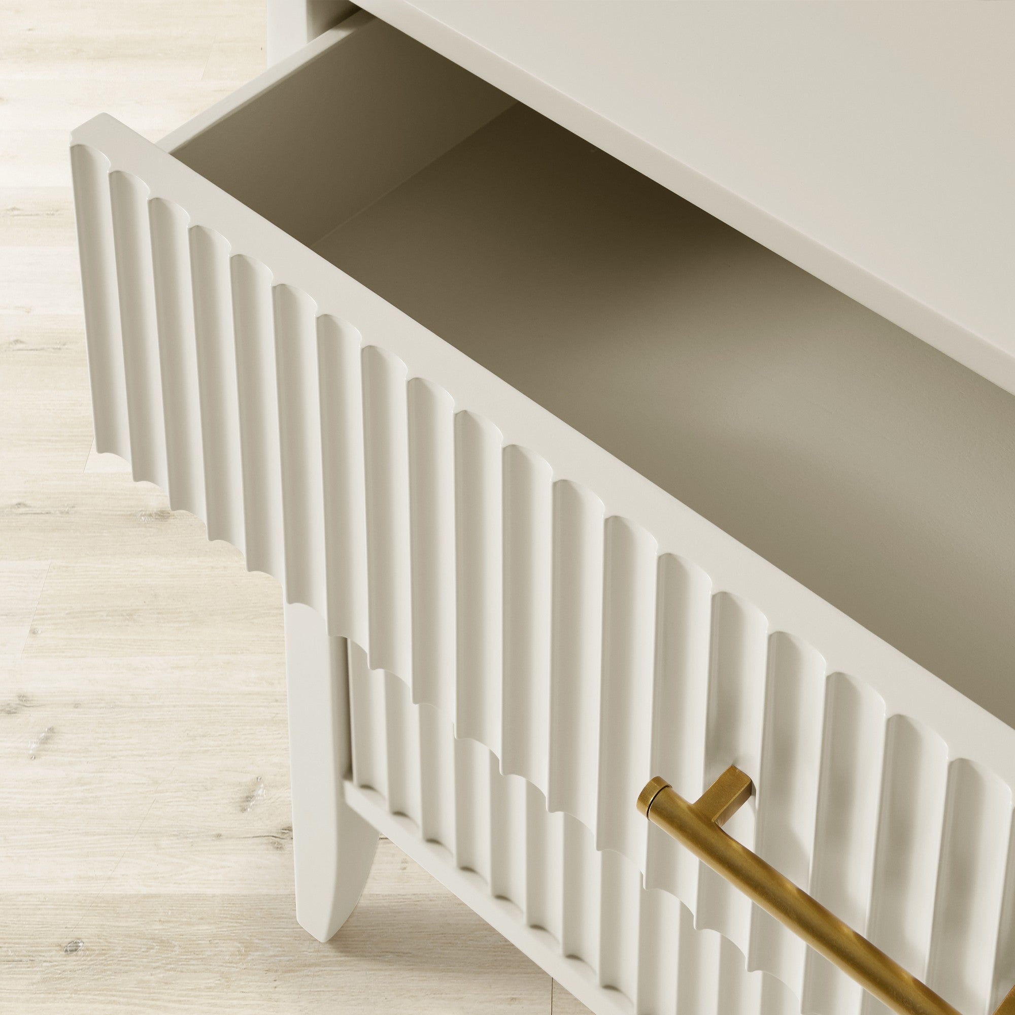 Louis 3-Drawer Cabinet Fluted Nightstand Solid Wood Bedside Nightside Table