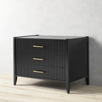 Louis 3-Drawer Cabinet Fluted Nightstand Solid Wood Bedside Nightside Table
