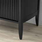 Louis Wood Bar Wine Cabinet Constructivist-Inspired Buffet Sideboard Built-in Stemware Rack