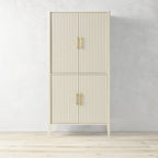 Louis Wood Bar Wine Cabinet Constructivist-Inspired Buffet Sideboard Built-in Stemware Rack