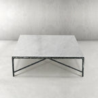 Thaddeus Metal Marble Square Coffee Table Hand-Forged Living Sofa Center Tea Table