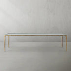 Thaddeus Metal Glass Rectangular Dining Table Hand-Forged Kitchen Table