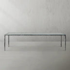 Thaddeus Metal Glass Rectangular Dining Table Hand-Forged Kitchen Table