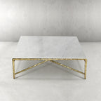 Thaddeus Metal Marble Square Coffee Table Hand-Forged Living Sofa Center Tea Table