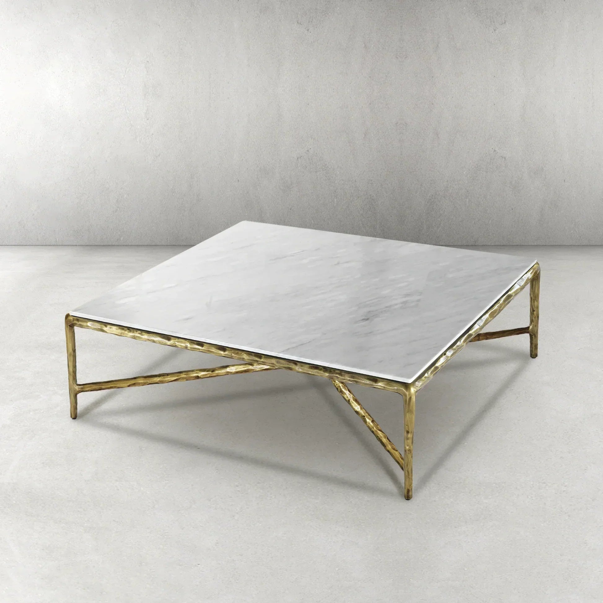 Thaddeus Metal Marble Square Coffee Table Hand-Forged Living Sofa Center Tea Table