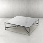 Thaddeus Metal Marble Square Coffee Table Hand-Forged Living Sofa Center Tea Table