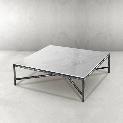 Thaddeus Metal Marble Square Coffee Table Hand-Forged Living Sofa Center Tea Table