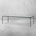 Thaddeus Metal Glass Rectangular Dining Table Hand-Forged Kitchen Table