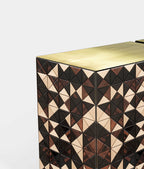 Luxury Anodized Metal Sideboard Cabinet with Pixel-Inspired Design & Hidden Storage