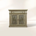 Buffet de salle à manger Cosetta avec motif de fougères peint à la main, en bois antique, meuble d'entrée