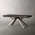 Powell Dual Expandable Wood Dining Table with Steel Base