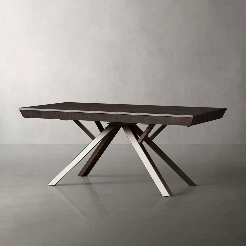 Powell Dual Expandable Wood Dining Table with Steel Base