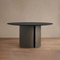 Saint Germain Round Wood Dining Table with Solid Oak & Oak Veneers Wood Dauphine Base