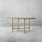 Thaddeus Metal Glass Round Dining Table Hand-Forged Kitchen Table