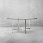 Thaddeus Metal Glass Round Dining Table Hand-Forged Kitchen Table