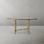 Thaddeus Metal Glass Round Dining Table Hand-Forged Kitchen Table