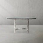 Thaddeus Metal Glass Round Dining Table Hand-Forged Kitchen Table