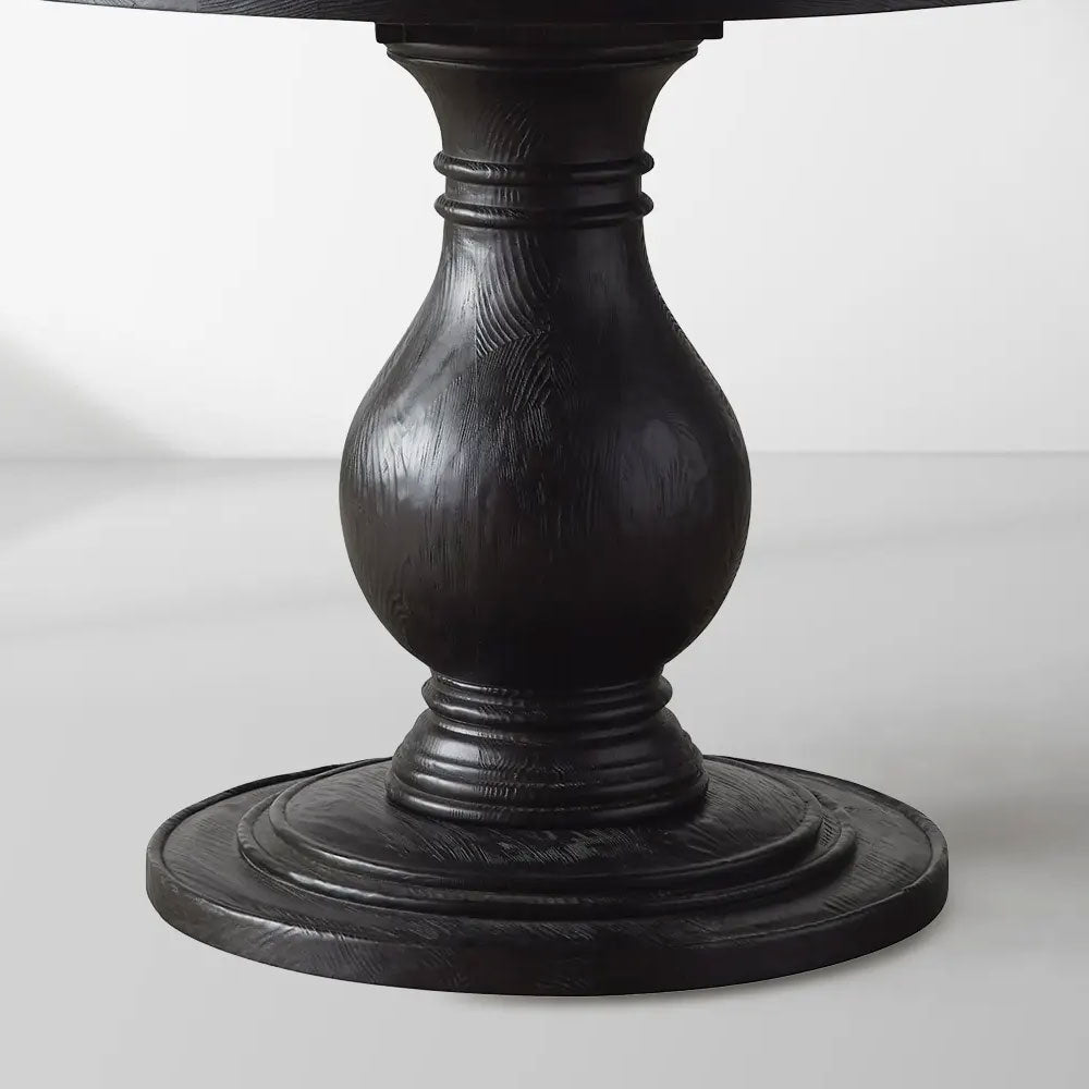 Luca Round Natural Stone Tabletop Dining Table With Pine Base