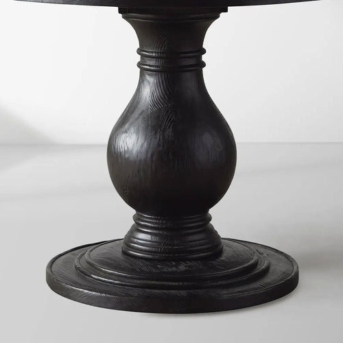 Luca Round Natural Stone Tabletop Dining Table With Pine Base