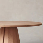 Brank White Oak Wood Round Dining Table With Cone Base