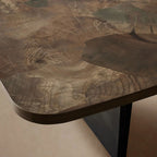 Polanco Wood Rectangular Dining Table with Steel Panels Base