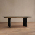 Polanco Wood Rectangular Dining Table with Steel Panels Base