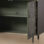 Divya Oak Wood Buffet Sideboard Hand-Inlaid Bone Luxury Entryways Cabinet