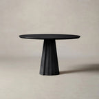 Brank White Oak Wood Round Dining Table With Cone Base