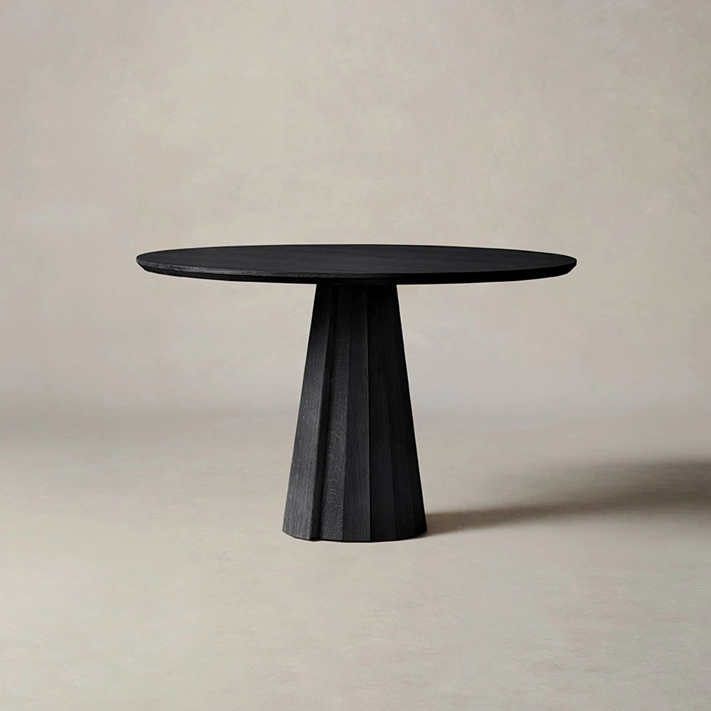 Brank White Oak Wood Round Dining Table With Cone Base
