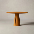 Brank White Oak Wood Round Dining Table With Cone Base