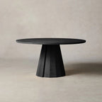 Brank White Oak Wood Round Dining Table With Cone Base