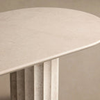 Danae Natural Marble Stone Dining Table Double Pillars Base