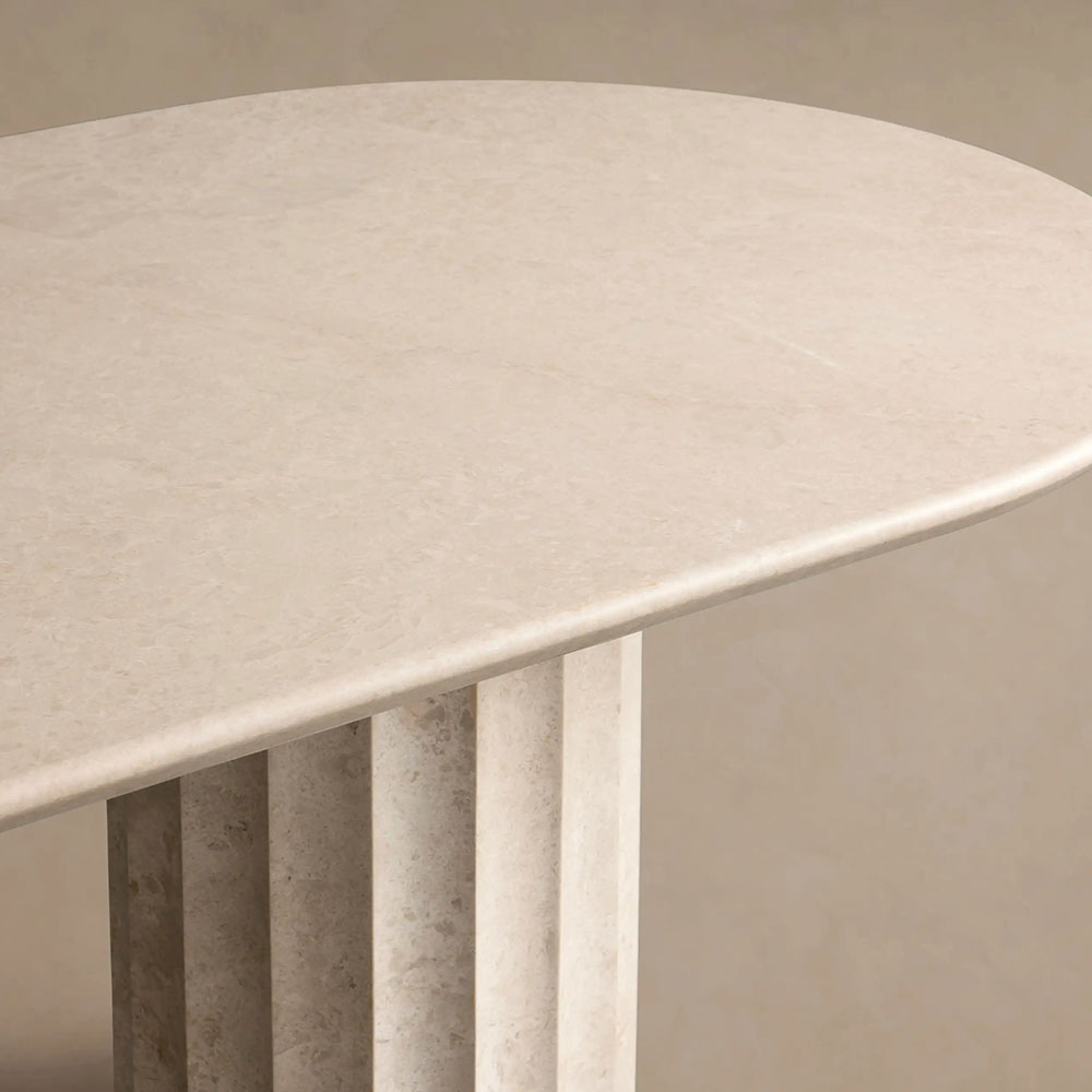 Danae Natural Marble Stone Dining Table Double Pillars Base