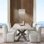Petra Natural Stone Rectangular Dining Table with Iron Base