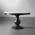Luca Round Natural Stone Tabletop Dining Table With Pine Base