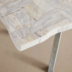 Petra Natural Stone Rectangular Dining Table with Iron Base