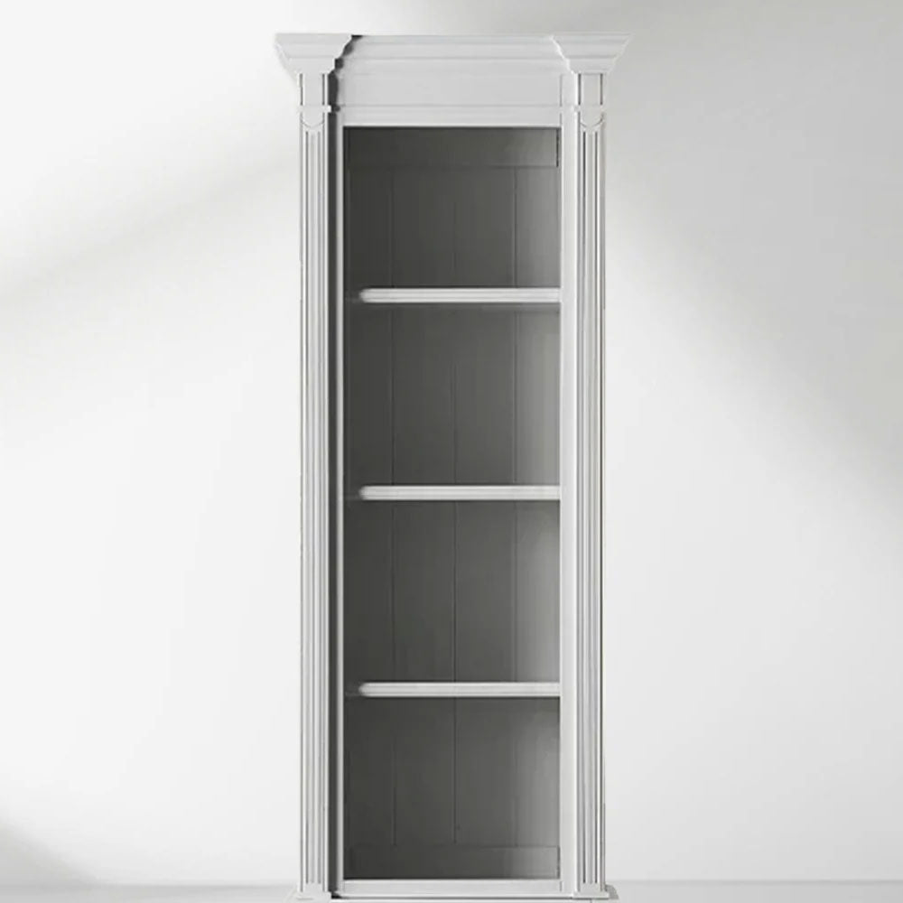 Athens Narrow Display Tall Cabinet Neoclassical Bookcase Poplar Wood Vintage Living Side Cabinet