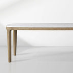 Danny Oak Wood Dining Table with Carrara Marble Tabletop