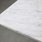Finnley Rectangle Marble Stone Top Dining Table with Reeded Oak Wood Base