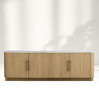 Finnley Marble Stone Top Buffet Sideboards Wood Living Room Media TV Stand Cabinet Television Storage Side Unit