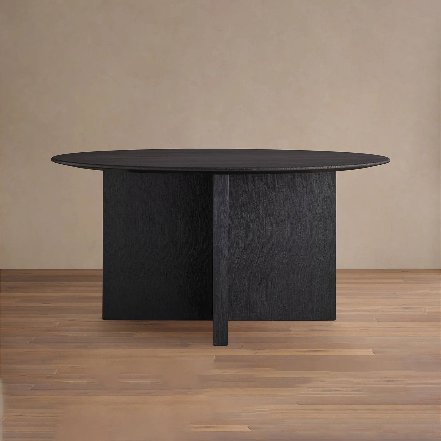 Saint Germain Round Wood Dining Table with Solid Oak Wood & Clement Base