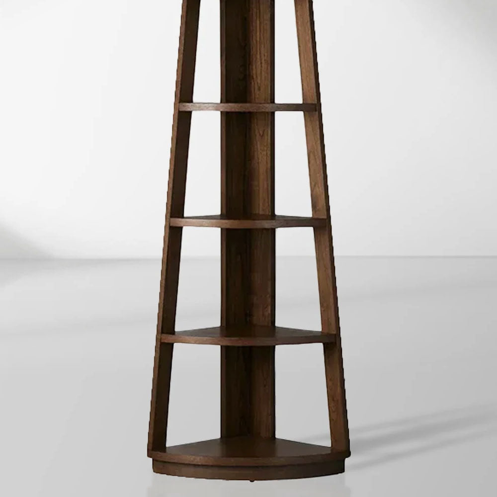 Bowery Corner Bookshelf Wood Modern Bookcase Living Display Rack