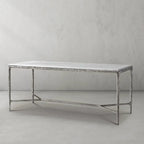 Thaddeus Metal Rectangle Marble Desk Hand-Forged Office Desk Computer Desk